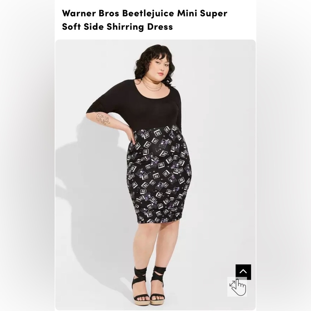 Torrid Beetlejuice mini super soft side shirring dress size 00 NWT!!
